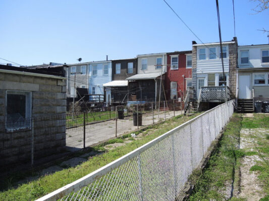 The backyard where George Sr. and brother John ran the lightning rod business.