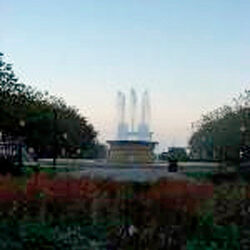 The hotel was set back from the beach behind Brighton Park and the "Fountain of Light" designed by Thomas Edison. It was illuminated by thirty lamps that cast sprays of pink, yellow and green.