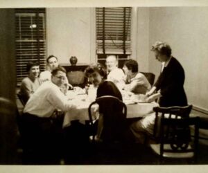 My diabetic grandmother serving homemade cake in the dining room to my parents, aunts and uncles.
