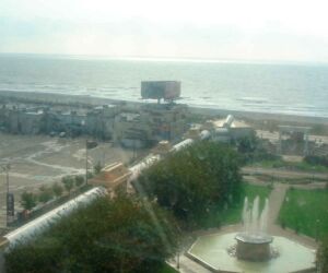 From the salt-streaked window of my room, I could see "Chicken Bone Beach," (not pictured here) the only place where blacks could enjoy the ocean during the first half of the 20th century.